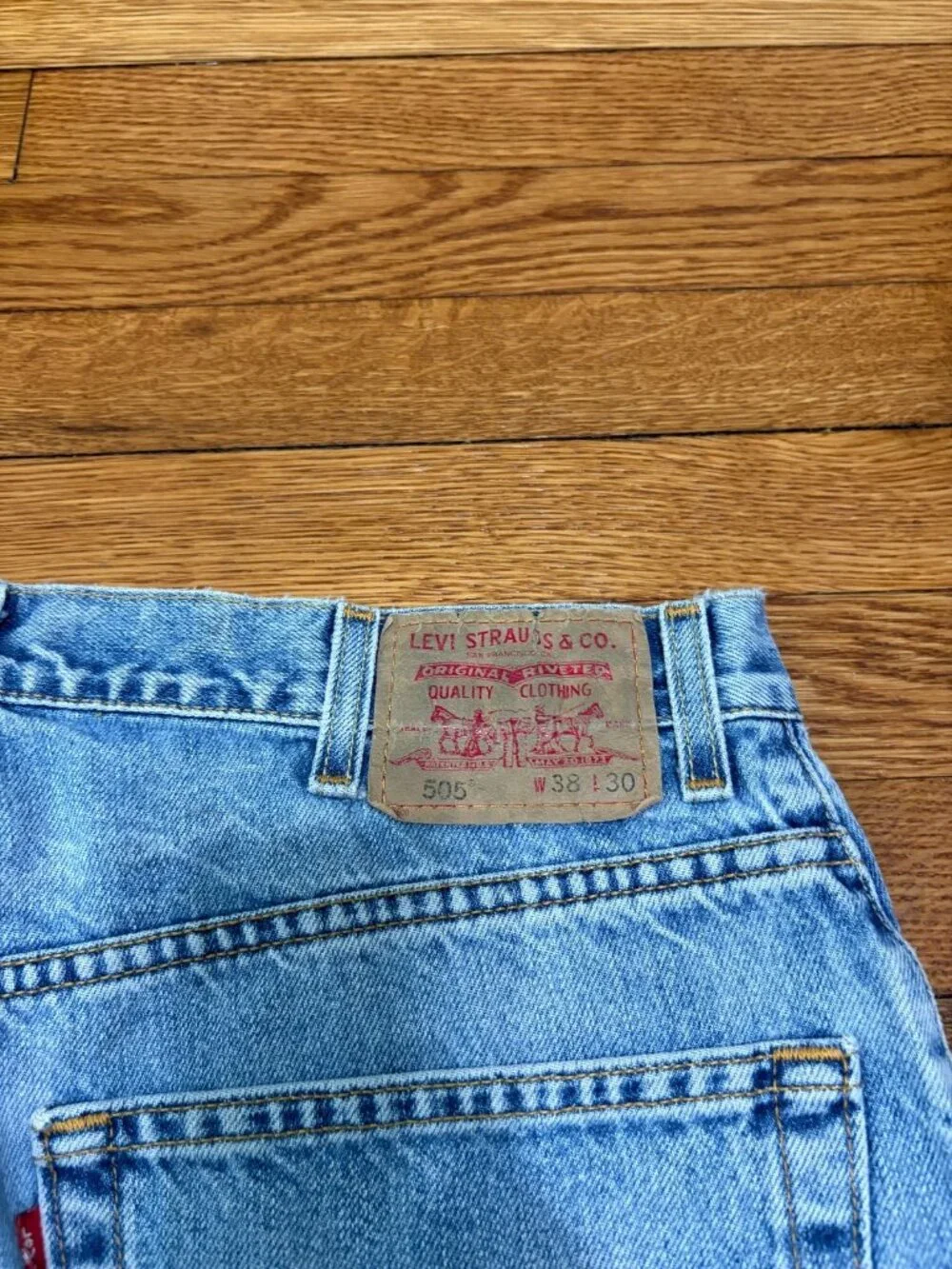 Levi's 505 Straight Regular Fit Light Wash Blue Denim Casual Men's Size 38x30